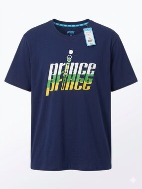 Prince Navy Short-Sleeve Tee with Green & Yellow Logo